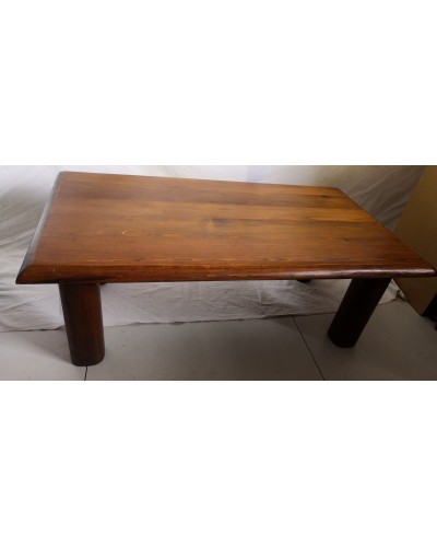 Table basse bois massif brutaliste Vintage