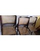 Trio de chaises pliantes en bois & cannage vintage Années 60