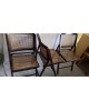 Trio de chaises pliantes en bois & cannage vintage Années 60