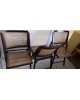 Trio de chaises pliantes en bois & cannage vintage Années 60