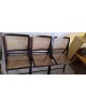 Trio de chaises pliantes en bois & cannage vintage Années 60