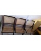 Trio de chaises pliantes en bois & cannage vintage Années 60