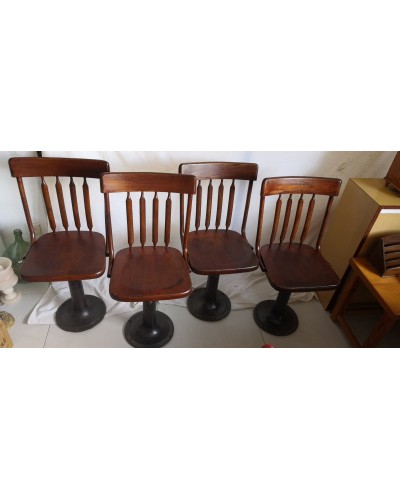 Chaises scandinaves teck pied central 1960 Set de 4