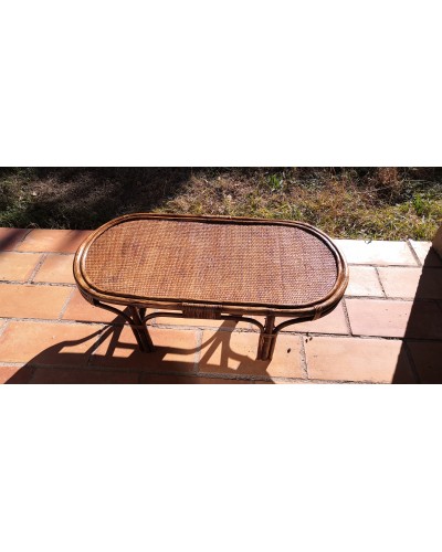 Table basse bambou et rotin 1960