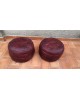 Paire de poufs vintage en patchwork de cuir bordeaux par De Sede, 1970