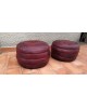 Paire de poufs vintage en patchwork de cuir bordeaux par De Sede, 1970