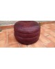 Paire de poufs vintage en patchwork de cuir bordeaux par De Sede, 1970