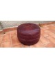 Paire de poufs vintage en patchwork de cuir bordeaux par De Sede, 1970