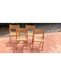 Chaises pliantes cannage vintage années 60 Set de 4