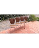 Suite de 4 chaises Soudexvinyl marron modèle "cinq pétales" 1970