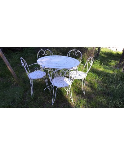 Salon de jardin fer forgé Table + 5 fauteuils vintage