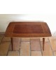 Table basse Bois laqué bicolore pieds compas années 70