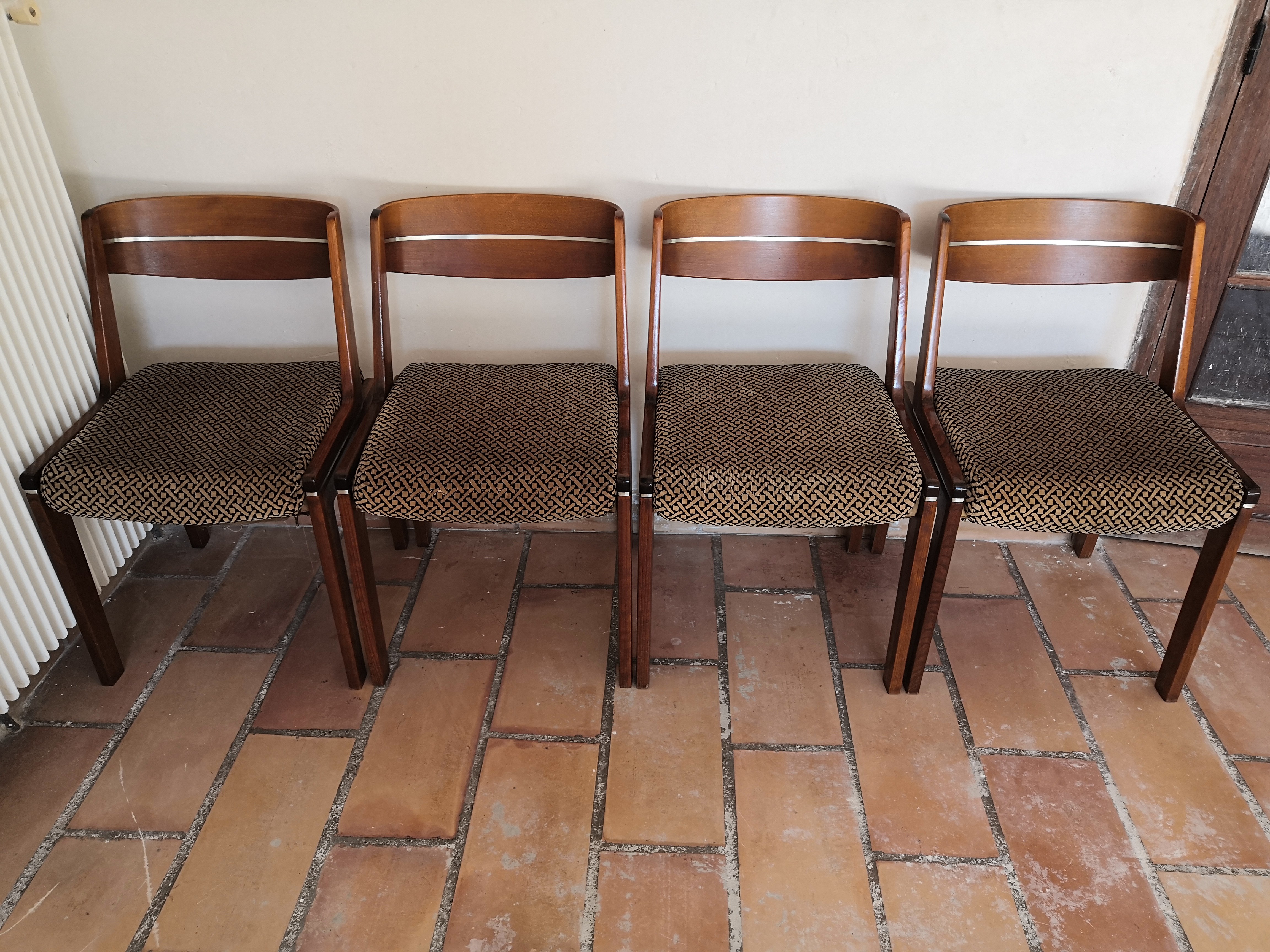 Set de 4 chaises dyrlund année 60 en teck Scandinave/Scandinave Beige/Naturel/Beige Bois/Tissu