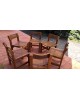 Suite de 6 chaises brutalistes en orme et cannage