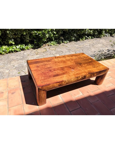 Table basse rectangle bois massif pieds carrés vintage