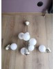 Lustre vintage 5 boules en verre opaline + 2 appliques Space Age Mid-Century