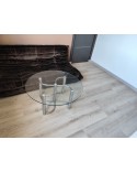 Table basse acier chromé et verre vintage italie années 70