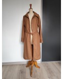 Manteau long vintage en laine avec ceinture couleur camel 36/40