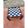 Table basse scandinave bois et céramique à damier 1960 vintage