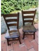 Duo de chaises brutalistes chêne massif vintage