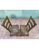 Duo de chaises brutalistes chêne massif vintage