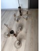 Paire de lustres laiton et bakélite assortis 3 et 5 branches années 70 laiton et verre vintage