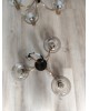 Paire de lustres laiton et bakélite assortis 3 et 5 branches années 70 laiton et verre vintage