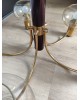 Paire de lustres laiton et bakélite assortis 3 et 5 branches années 70 laiton et verre vintage