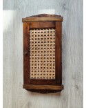 Boite clef vintage en bois et cannage 13 crochets Années 70