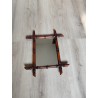 Miroir bambou ancien vintage 50x42cm