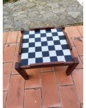 Table basse scandinave bois et céramique à damier 1960 vintage