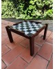 Table basse scandinave bois et céramique à damier 1960 vintage