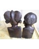 Serre livres Bustes Couple bois ébène africanisme vintage