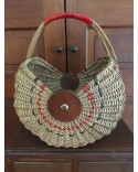 Grand panier ancien Demi Lune rotin vannerie