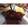 Ancienne boîte à couture coffret marqueterie vintage bois et os