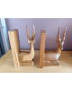 Paire de serre-livres cerfs en chêne massif vintage