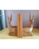 Paire de serre-livres cerfs en chêne massif vintage