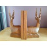 Paire de serre-livres cerfs en chêne massif vintage