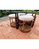 Table basse et 4 tabourets en corde & rotin 1970 vintage