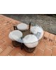 Table basse et 4 tabourets en corde & rotin 1970 vintage