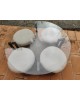 Table basse et 4 tabourets en corde & rotin 1970 vintage