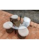 Table basse et 4 tabourets en corde & rotin 1970 vintage