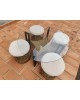Table basse et 4 tabourets en corde & rotin 1970 vintage