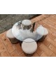 Table basse et 4 tabourets en corde & rotin 1970 vintage