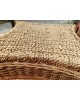 Table basse et 4 tabourets en corde & rotin 1970 vintage