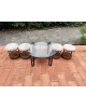 Table basse et 4 tabourets en corde & rotin 1970 vintage