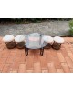 Table basse et 4 tabourets en corde & rotin 1970 vintage