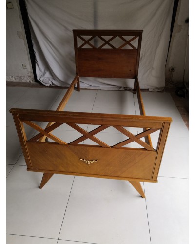 Lit scandinave vintage à croisillons années 50