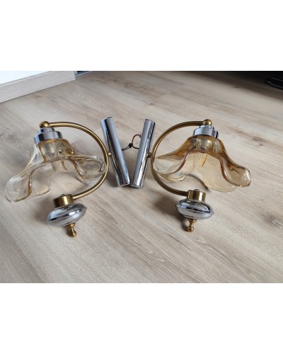 Paire d'appliques tulipe vintage années 70