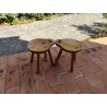 Paire de tabourets scandinaves ovoïdes en pin massif 1960 vintage
